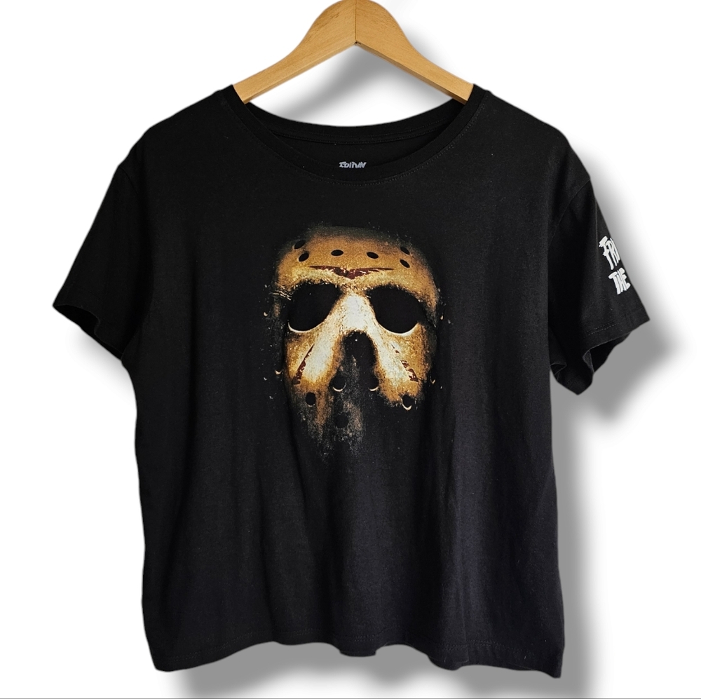 Friday the 13th Black T-Shirt Womens Size M Jason Vorhees Hockey Mask Tee‎